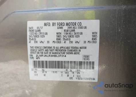 2017 Lincoln Mkx Reserve from USA, damaged, VIN 2LMPJ6LR3HBL37314